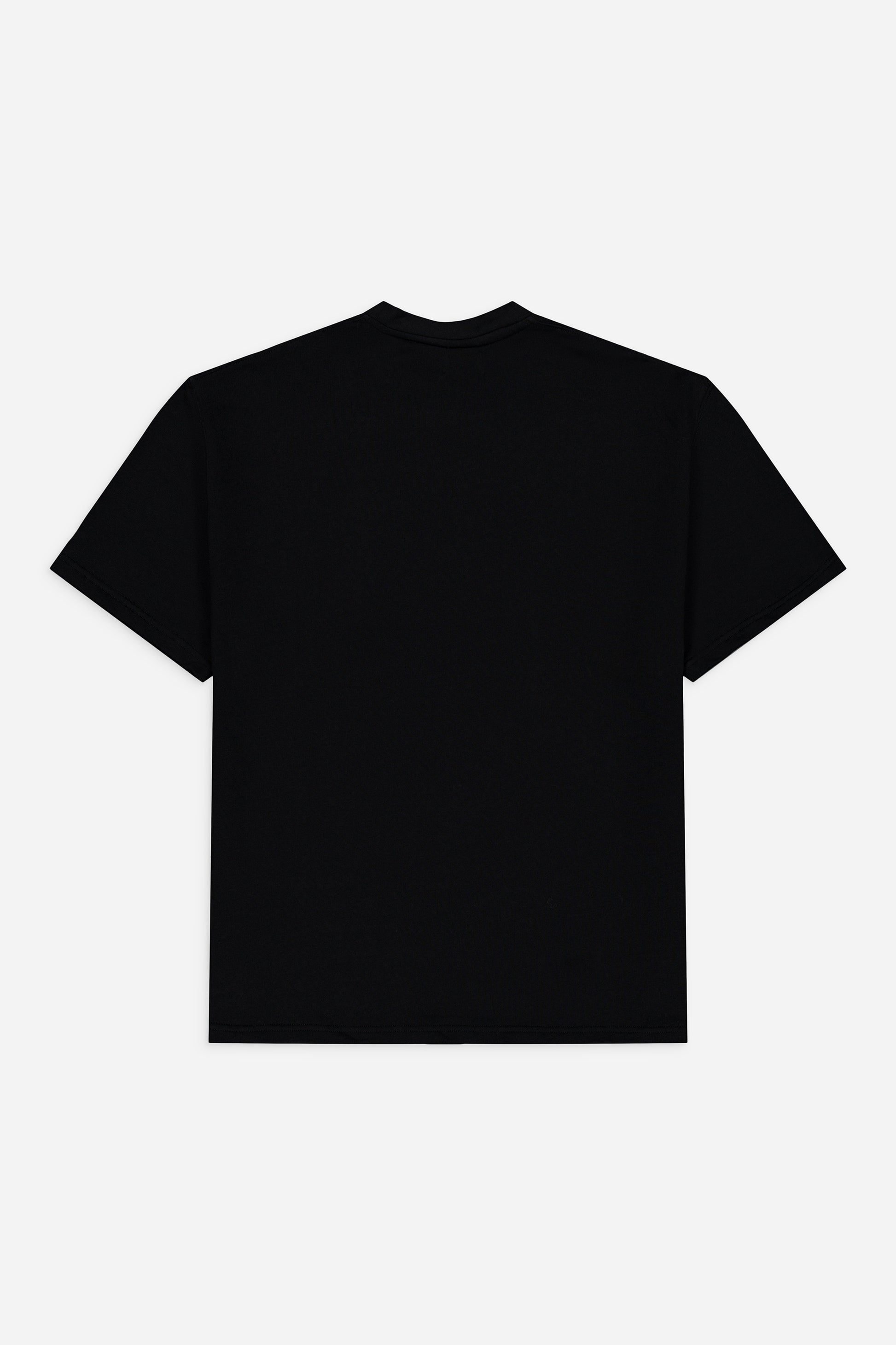 T-shirt blanc uni à manches courtes de la marque WΩRSHIPPER, en coton biologique, posé à plat sur un fond blanc, laissant apparaître le dos. Il présente une coupe slim moderne, un col ras du cou classique et aucun logo ni motif visible. Produit : T-shirt blanc homme.